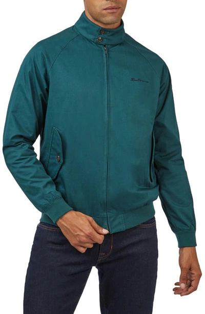 Ben Sherman Men's Signature Harrington Zip-front Embroidered Jacket In Ocean Green