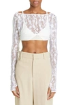 JACQUEMUS LE HAUT MUSU SHEER LACE CROP TOP