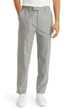 Ted Baker Badsey Slim Fit Flat Front Cotton Blend Pants In Grey
