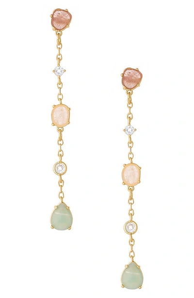 Ettika Women's Earth Stone 18k-gold-plated, Glass, & Cubic Zirconia Chain Drop Earrings