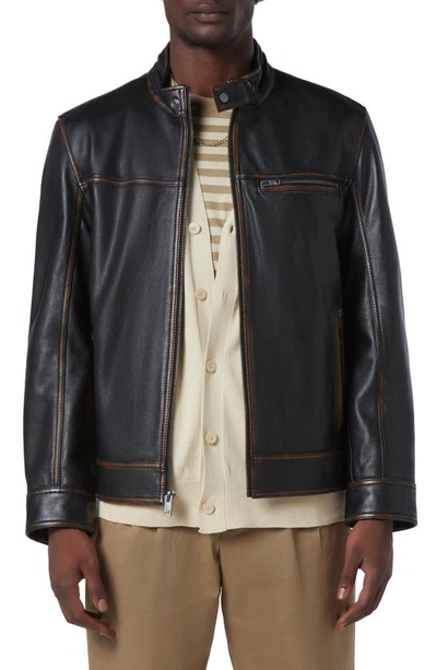 Andrew Marc Caruso Leather Racer Jacket In Black