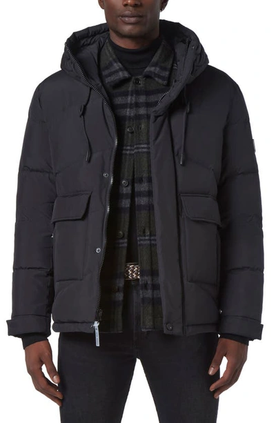 Andrew Marc Ingram Water Resistant Hooded Down Coat In Black