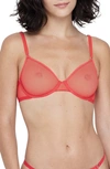 Skarlett Blue Mischief Underwire Sheer Bra In Watermelon