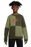 Nike Kids' Sportswear Logo Sweatshirt In Rough Green/ Alligator