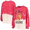 Gameday Couture Cardinal Usc Trojans Twice As Nice Faded Dip-dye Pullover Sweatshirt In Crimson
