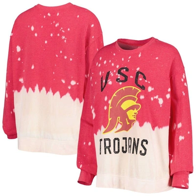 GAMEDAY COUTURE GAMEDAY COUTURE CRIMSON USC TROJANS TWICE AS NICE FADED DIP-DYE PULLOVER LONG SLEEVE TOP