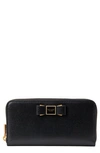 Kate Spade Morgan Embellished Bow Saffiano Leather Wallet In Black