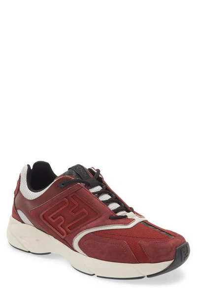 Fendi Nubuck Faster Sneakers In Rouge