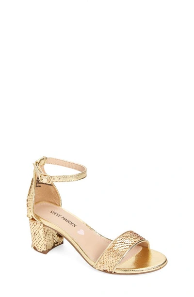 Steve Madden Kids' Jcarrson Ankle Strap Sandal In Gold Sequin