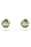 Swarovski Stilla Pear Cut Stud Earrings In Gold Tone In Green