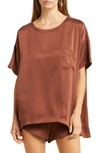 Lunya Washable Silk Short Pajamas In Ground Cinnamon