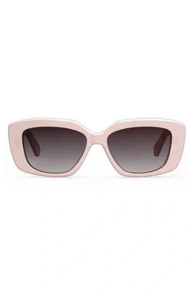 Celine Triomphe 55mm Rectangular Sunglasses In Shiny Pink