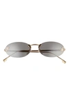 Fendi 54mm Oval Sunglasses In Shiny Endura Gold / Smoke