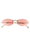 Fendi Oval-frame Crystal-embellished Gold-tone Sunglasses