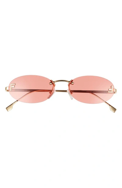 Fendi Oval-frame Crystal-embellished Gold-tone Sunglasses In Grey