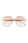 Fendi 59mm Gradient Square Sunglasses In Shiny Endura Gold / Bordeaux