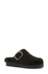 La Canadienne Ellen Genuine Shearling Mule In Black Suede