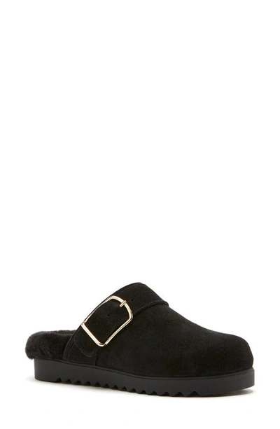 La Canadienne Ellen Genuine Shearling Mule In Black Suede