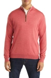Peter Millar Crest Quarter-zip Cotton Blend Sweater In Cape Red