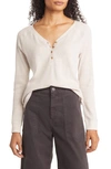 Caslon Waffle Knit Organic Cotton Blend Henley Top In Beige Oatmeal Light Heather