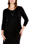 Nic + Zoe Cozy Long Sleeve Ribbed Top In Black Onyx