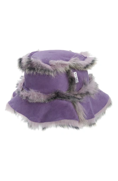 Acne Studios Reversible Shearling Bucket Hat In Purple