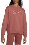 Nike Women's Dri-fit Get Fit Graphic Crewneck Sweatshirt In Red