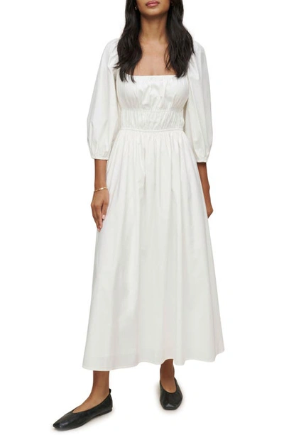 reformation white cotton dress Reformation Kieryn Linen Midi Dress Anthropologie Bustier White Size 8 NEW