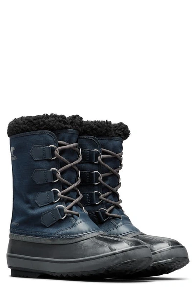 Sorel 1964 Pac Faux Shearling Trim Waterproof Snow Boot In Collegiate Navy/ Black