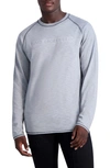 Karl Lagerfeld Embossed Logo Long Sleeve Cotton T-shirt In Steel