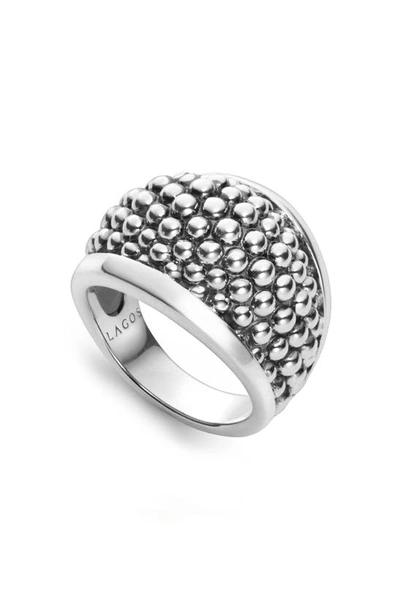 Lagos Signature Caviar Beaded Ring In Silver
