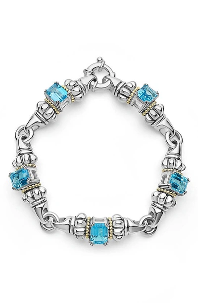Lagos Glacier Swiss Blue Topaz Link Bracelet In Silver/blue