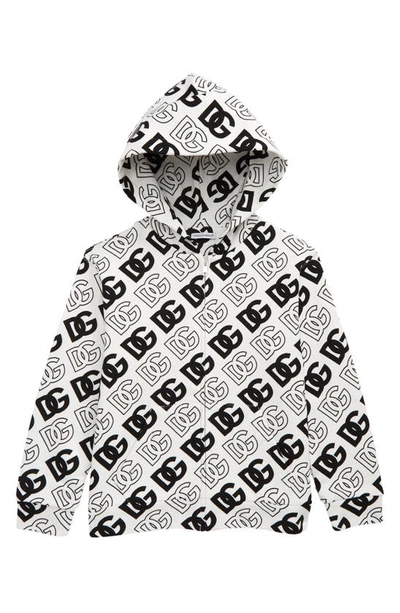 Dolce & Gabbana Dolce&gabbana Kids' Full Zip Cotton Logo Hoodie In Havbn Logo Nero F.bco