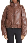 A.l.c Morrison Faux Leather Exaggerated Puffer Jacket In Caffe
