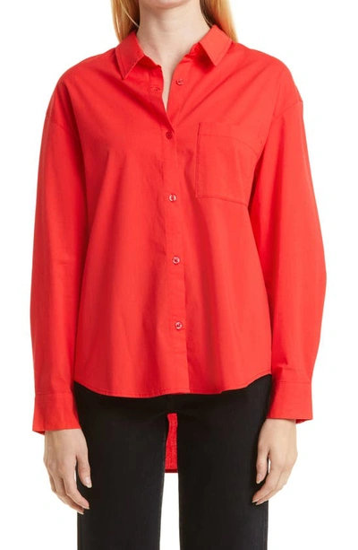 Pistola Millie Cotton High-low Cotton Shirt In Red
