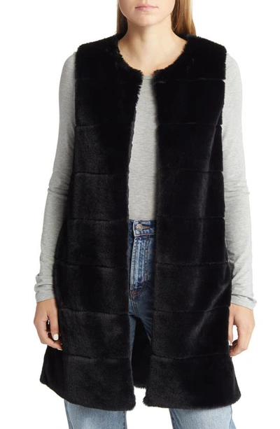 La Fiorentina Quilted Faux Fur Vest In Black