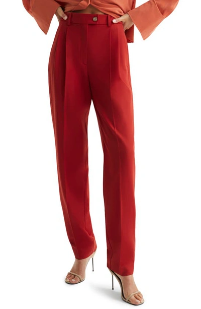Reiss Kamila High Waist Tapered Pants In Red