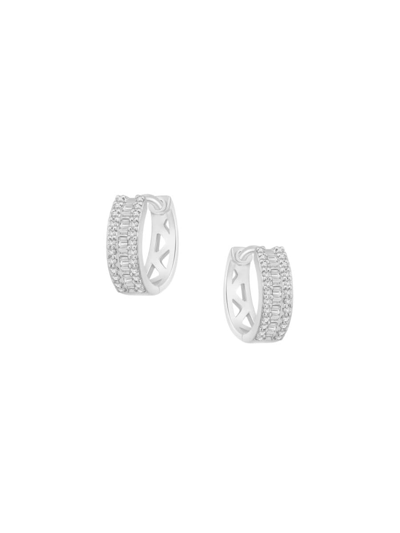 Saks Fifth Avenue Women's 14k White Gold & 0.25 Tcw Diamond Huggie Earrings