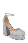 Jewel Badgley Mischka Giada Platform Pump In Silver Glitter