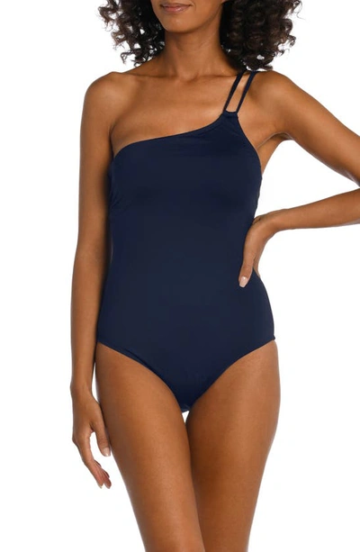 La Blanca Goddess One-shoulder One-piece Swimsuit In Indigo