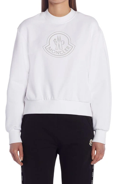 Moncler Logo Cotton Jersey Sweatshirt In White