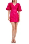 Endless Rose Puff Sleeve Embroidered Mini Dress In Pink