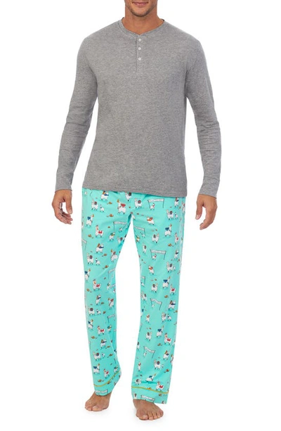 Bedhead Pajamas Holiday Print Organic Cotton Henley Pajamas In Happy Llamakkah
