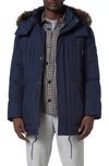 Andrew Marc Tremont Water Resistant Down Quilted Parka With Faux Fur Trim In Ink