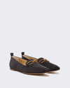 Veronica Beard Champlain Chain Pointed Toe Flat In Eclipse