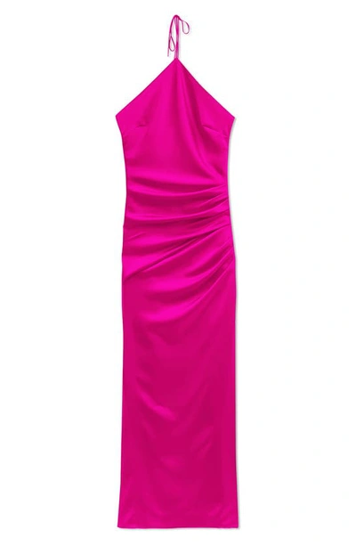 Jonathan Simkhai Hansel Halter Neck Satin Gown In Pink