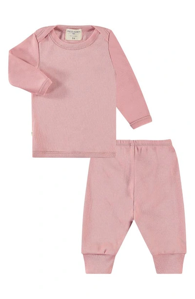 Paigelauren Girls' Ribbed Long Sleeve Tee And Trousers Set - Baby In Pink