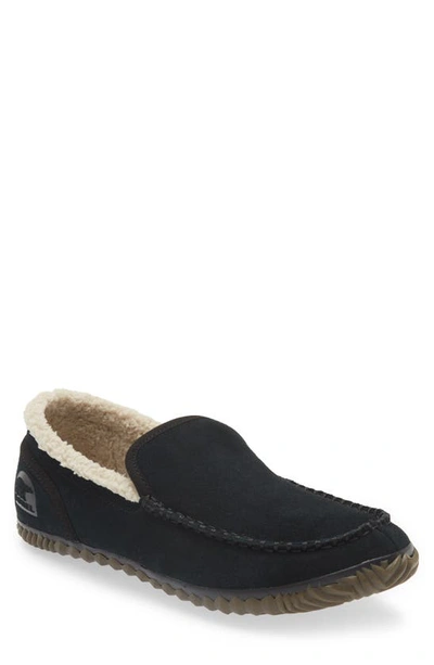 Sorel Men's Dude Moc Suede And Faux Fur Slippers In Black