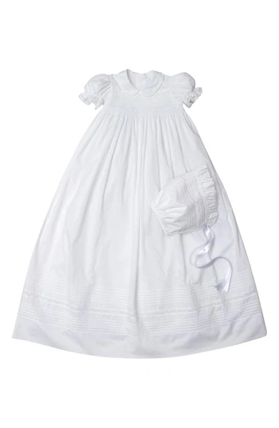 Kissy Kissy Babies'  New Silene Cotton Christening Gown & Bonnet In White