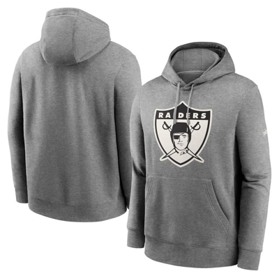 Nike Heathered Gray Oakland Raiders Rewind Club Fleece Pullover Hoodie In Grey